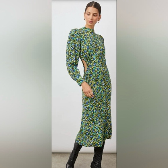 New Rails Carmel Abstract Garden Midi Dress Long Sleeve Women’s Size Small - Picture 1 of 12